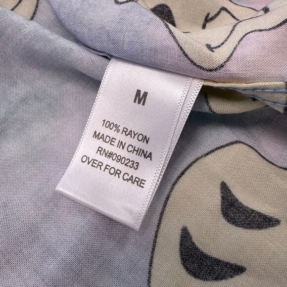 NWT Pacsun Trippy Tie Dye Multicolor Mens M Smiley Faces AOP‎ Rayon Button Shirt - Picture 4 of 8